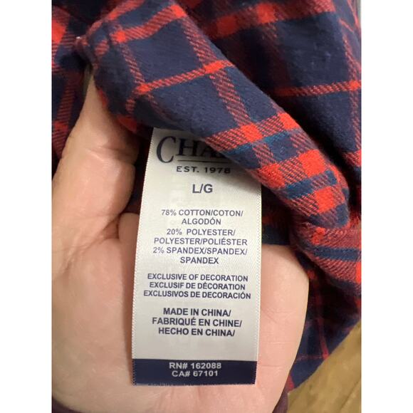 New with tags Chaps mens size large dark blue and red flannel shirt - Picture 3 of 3